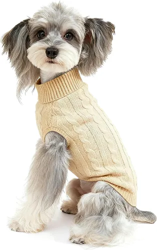 Miniatura 12 de Suéter para perro, cálido y suave, mediano (pecho 16-18 pulgadas), rosa, cuello alto clásico, lavable a máquina, invierno, unisex, sólido
