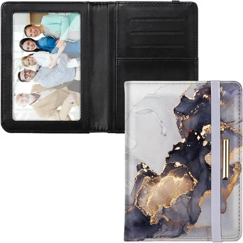 Miniatura 13 de Funda para pasaporte, cartera de viaje para tarjetas de crédito, bloqueo RFID, carteras para pasaporte para mujeres y hombres con ranura para fotos