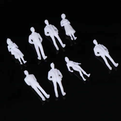 Miniatura 8 de SUPVOX The Uncolored Model Miniature White People Figuras 50 piezas de figuras de plástico para diseño de tren modelo, paisaje arquitectónico