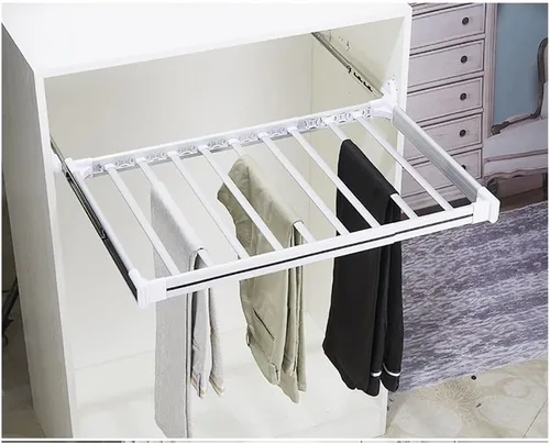 Estante retráctil para pantalones, organizador de ropa, ahorro de espacio para dormitorio (color dorado, tamaño: grande)