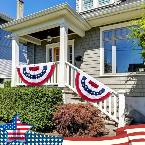 Miniatura 6 de Banderines de American Flags USA de 2 x 4 pies para celebración exterior del 250 aniversario, decoraciones patrióticas del 4 de julio al aire libre