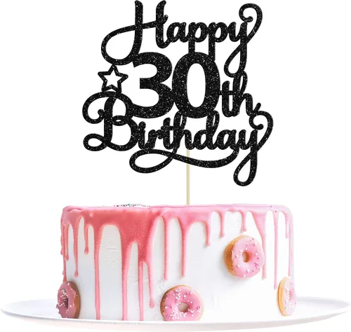 Miniatura 39 de 1 paquete de decoración de pastel de feliz 15 cumpleaños, topper de pastel dorado con purpurina Mis Quince 15, saludos a 15 años, adorno de pastel