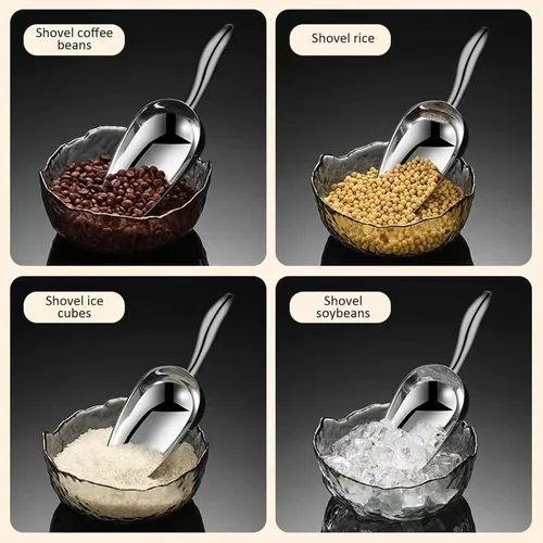 Miniatura 3 de Cuchara de hielo de metal para congelador, pequeña cuchara de hielo para máquina de hielo, cuchara de hielo de acero inoxidable de 6 onzas, cuchara