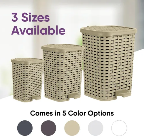 Miniatura 6 de Superior Performance Inc 3.1 Gal. Papelera de estilo ratán compacta (Beige y marrón)