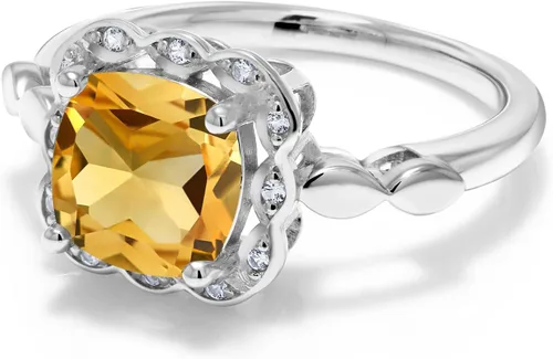 Miniatura 126 de Gem Stone King Anillo de compromiso de plata de ley 925 de 0.315 in con piedra natal y zafiro blanco creado Anillo de compromiso de boda