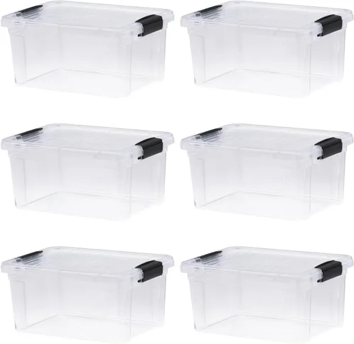 Miniatura 16 de Superio - Cajas de almacenamiento pequeñas planas transparentes con tapas, contenedores de plástico de 4.5 cuartos de galón para organizar, cajas