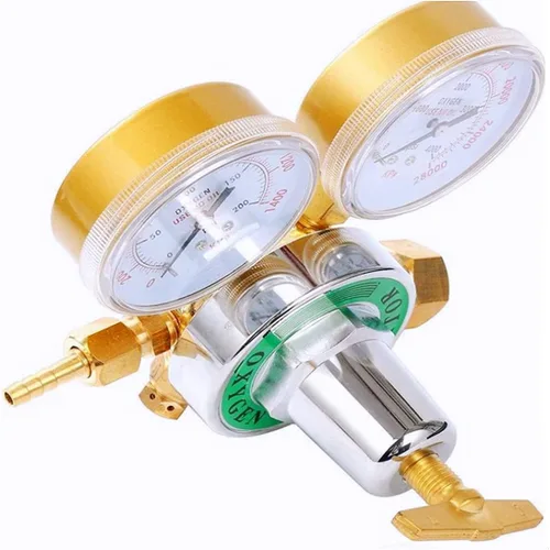 Miniatura 3 de 2 reguladores de gas de soldadura duales, oxígeno (CGA-540) y acetileno (CGA-510) Combo de medidores de latón de dos piezas compatible con kits