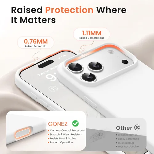 Miniatura 580 de GONEZ Funda de silicona para iPhone 15 Pro Max, compatible con Magsafe, protector de cámara + protector de pantalla, forro de microfibra suave
