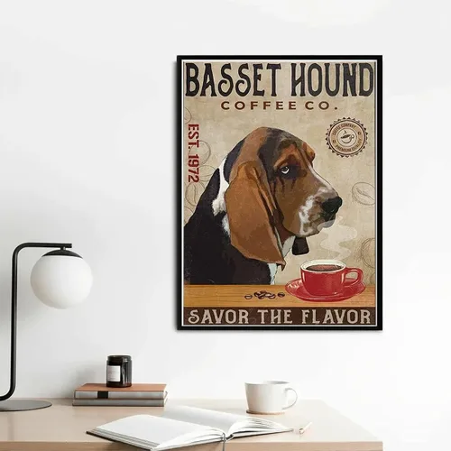Miniatura 3 de YEEIFFD Kit de pintura de diamante 5D para perro, Basset Hound, saborea el sabor, café, arte de diamantes para principiantes, niños, para decoración