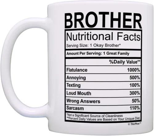 Miniatura 3 de ThisWear Regalos de graduación para hermano, etiqueta de datos nutricionales, regalos divertidos para hermano, regalo de broma, taza de café
