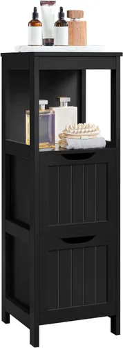 Yaheetech Armario de almacenamiento para baño, gabinete de piso pequeño con 2 cajones extraíbles, organizador de almacenamiento delgado para baño,