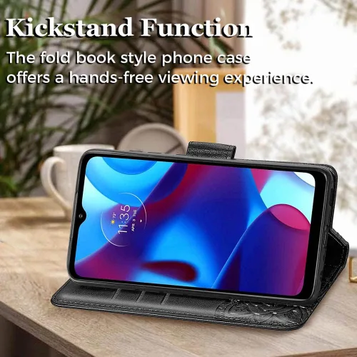 Miniatura 3 de Funda protectora para Motorola Moto G Pure para teléfono, funda protectora de piel sintética en relieve de mariposa para mujer, con ranuras