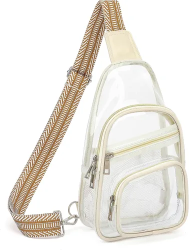 Sisipoet Bolsa transparente para eventos en estadios, bolsa cruzada transparente para conciertos, riñonera para mujeres y hombres, bolsas