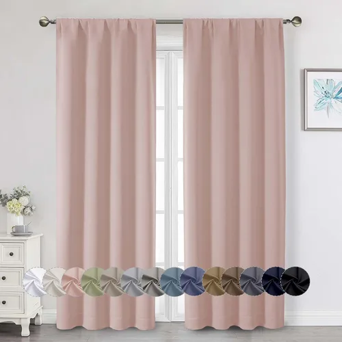 Miniatura 176 de Cortinas opacas para dormitorio, sala de estar, juego de 2 paneles de 54 pulgadas de largo, cortinas de oscurecimiento de habitación con aislamiento