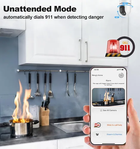 Miniatura 2 de Cámara de seguridad para interiores - Cámaras WiFi 5G y 2.4G para seguridad en el hogar Alerta 911 interior, 2K 360° Pan/Tilt AI Detección de Blanco