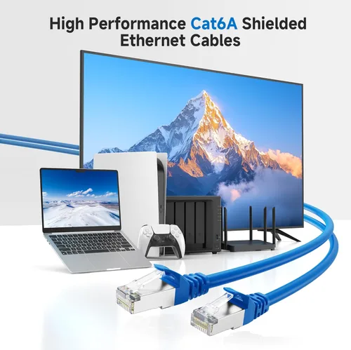 Miniatura 2 de Cable Matters Cable Ethernet Cat 6A blindado sin enganches de 10 Gbps, 75 pies, cable Cat 6A, cable Cat6A, cable Ethernet, azul