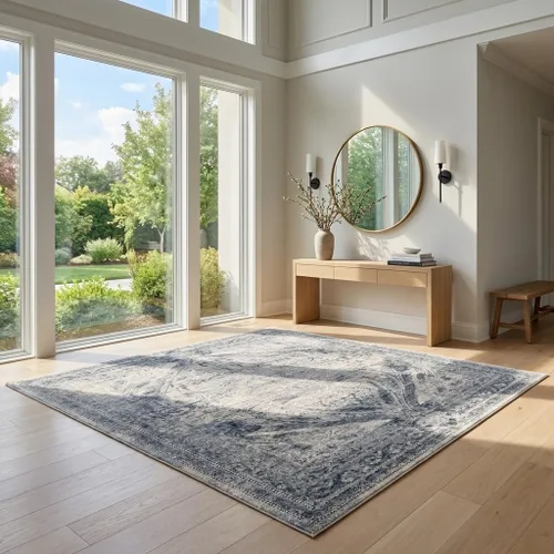 Miniatura 25 de Unique Loom Chateau Collection - Alfombra de área Wilson (2' 2" x 6' 9", alfombra de pasillo, azul oscuro/gris)
