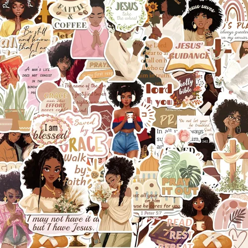 Miniatura 15 de Libro de calcomanías de niña negra para botella de agua: más de 260 calcomanías motivacionales de vinilo impermeable para adolescentes y mujeres