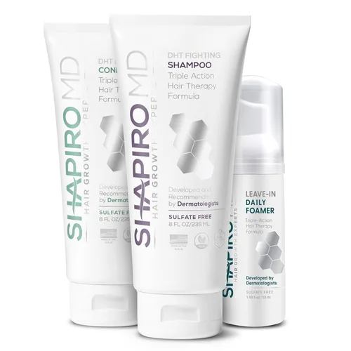 Shapiro MD Hair Growth Experts Kit de cabello natural para cabello más grueso, más lleno y de aspecto más saludable, incluye champú, acondicionador