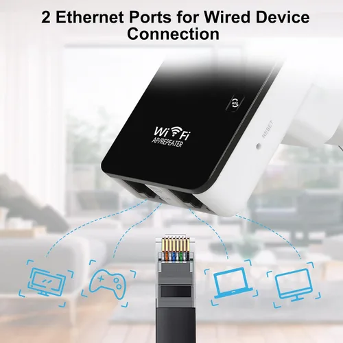 Miniatura 9 de Amplificador de señal WiFi de 300 Mbps, cubre hasta 4500 pies cuadrados y 45 dispositivos, amplificador de Internet repetidor WiFi con puerto