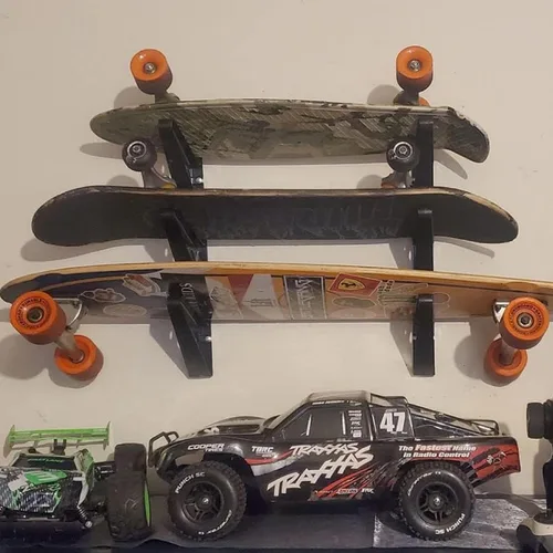 Miniatura 6 de StoreYourBoard Estante de pared Longboard, almacenamiento triple para Longboard