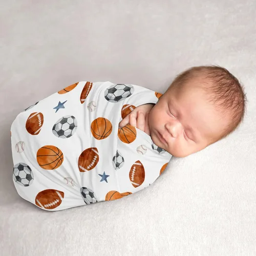 Miniatura 8 de Sweet Jojo Designs Béisbol Bebé Niño Manta Manta Jersey Stretch Knit para Recién Nacido o Infantil Recibir Seguridad - Rojo y Blanco Americana Sports