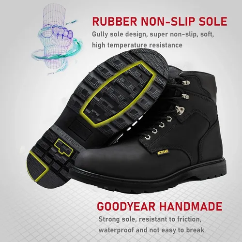 Miniatura 4 de Botas de trabajo para hombre, impermeables, cómodas, antifatiga, puntera suave, antideslizantes, botas de trabajo de seguridad para construcción