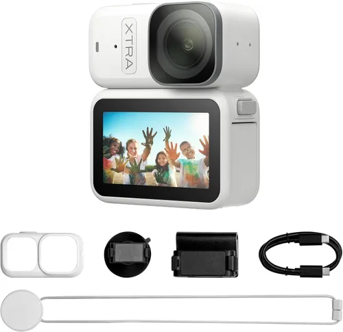 Cámara de acción 4K portátil Xtra Atto (128 GB), 1.90 oz, ligera y compacta, sensor de 1/1.3 ″, video 4K/60fps, grabación máxima de 220 minutos,