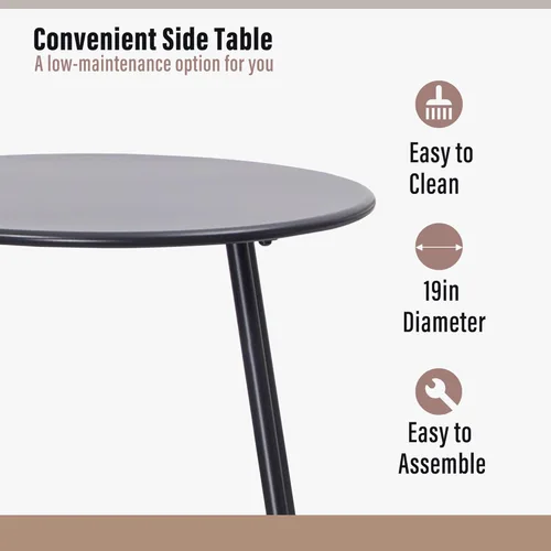Miniatura 8 de LAUSAINT HOME Juego de 3 piezas para conversación de patio, muebles de mimbre para todo tipo de clima, con 2 sillas anchas y mesa auxiliar, perfecto