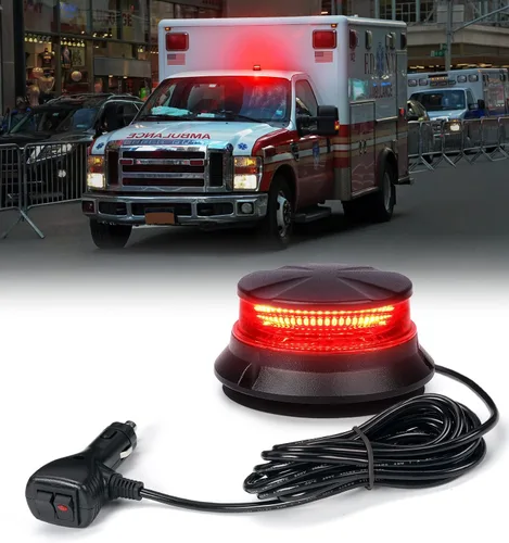 Miniatura 10 de Xprite Luz de Baliza LED Giratoria, Luces Estroboscópicas Súper Brillantes de 4.5 Pulgadas para Montacargas con Base Magnética para Camión