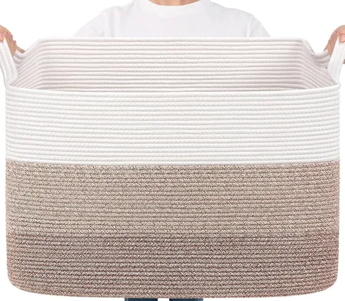 Miniatura 49 de Goodpick Cesta Grande de Almacenamiento de Juguetes, Cestas de Cuerda de Algodón Gris Contenedor de Almacenamiento de Juguetes para Bebé, Niños
