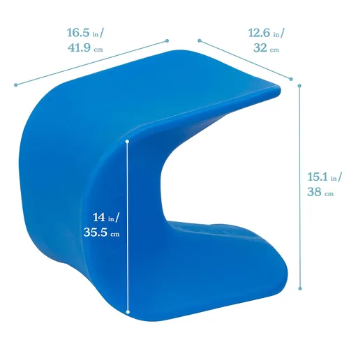 Miniatura 3 de ECR4Kids Asiento Wave, Altura del asiento de 14 a 15.1 pulgadas, Taburete tipo percha, Azul, Paquete de 2