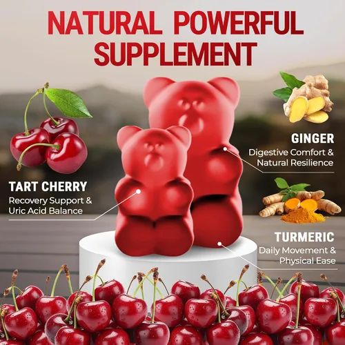 Miniatura 4 de [Ultra Fuerza] Gomitas de Extracto de Cereza Ácida con Cúrcuma y Jengibre - Suplemento Natural de Cereza Ácida para Apoyo de Limpieza de Ácido Úrico