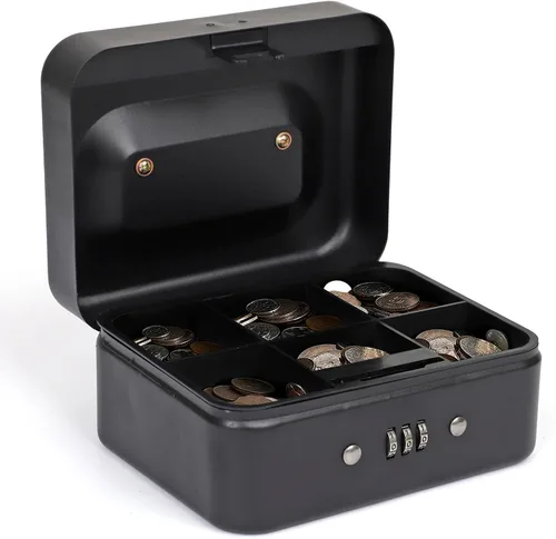 Miniatura 2 de Darice Caja de seguridad para dinero – Caja de dinero mediana con bandeja de dinero y candado – Caja de seguridad – Organizador para billetes