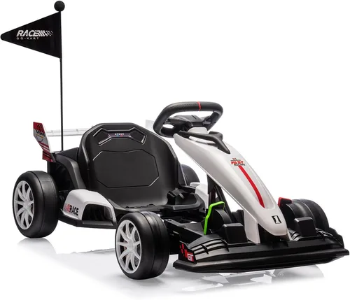 Miniatura 9 de GarveeLife Vehículo de paseo eléctrico de 24 V Drift Kart para niños, coche de paseo con asiento ajustable y velocidad de 8.5 MPH, ruedas Azul