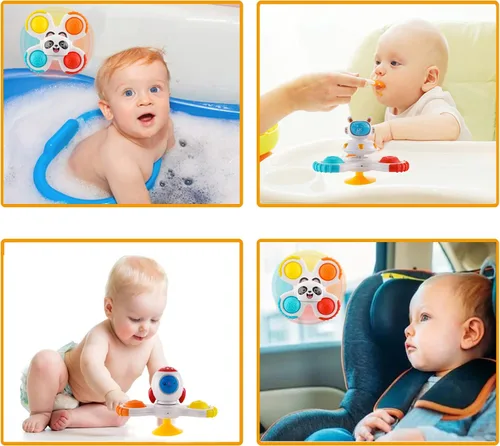 Miniatura 5 de Hundredmore Juguete giratorio con ventosa para bebés de 12 a 18 meses, juguetes de baño para niños pequeños de 1 a 3 años, juguetes sensoriales