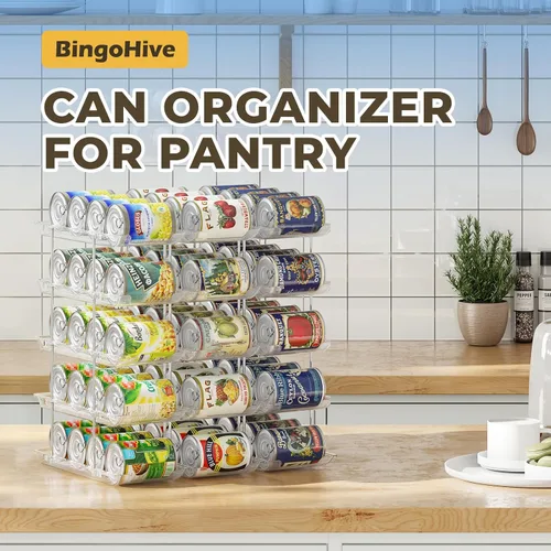 Miniatura 3 de Organizador de latas BingoHive para despensa apilable de 5 niveles, organizador de almacenamiento de latas para despensa, organizador de latas