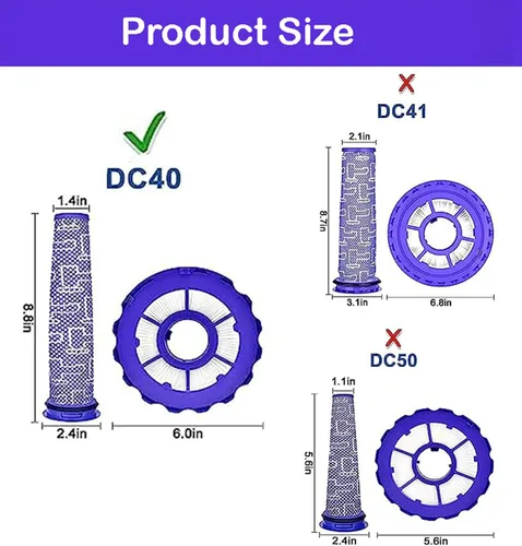 Miniatura 3 de SCREENTRONICS Filtros HEPA para motor pre y poste, repuesto compatible con Dyson DC40 Light/Slim Ball Animal Multi Floor Origin y Total Aspiradora