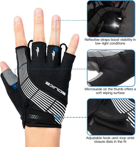 Miniatura 2 de Souke guantes acolchados para ciclismo de medio dedo absorción de impactos antideslizantes transpirables para hombre y mujer