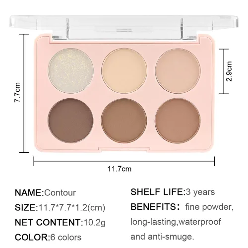 Miniatura 6 de evpct Paleta de contorno facial y resaltado, kit de maquillaje para principiantes, paleta de contorno para piel madura, base, corrector, bronceador