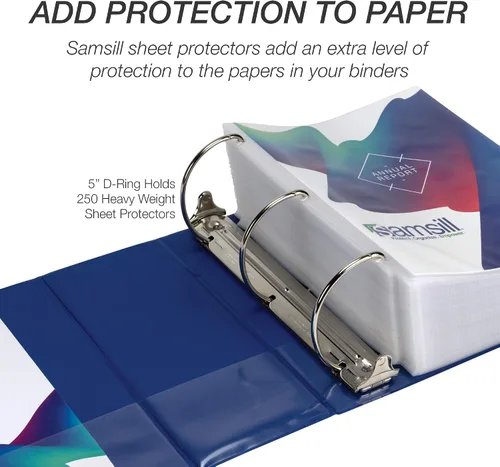 Miniatura 475 de Samsill - Carpeta duradera de 5 pulgadas, fabricada en los Estados Unidos, con anillos en D, transparente y personalizable, color blanco