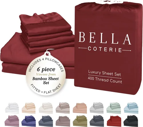 Miniatura 48 de Bella Coterie - Juego de sábanas de lujo de viscosa de bambú para cama tamaño split king 2 sábanas ajustadas para camas Sleep Number y camas 06