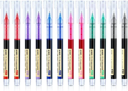 Miniatura 10 de Frienda 12 bolígrafos de punta rodante de 0,5 mm, bolígrafos de tinta líquida de secado rápido de alta calidad japonesa, punta extrafina, escritura