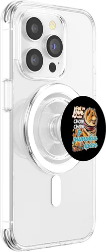 Miniatura 3 de Chow Chow Dog Scarf Pumpkin Happy Thanksgiving PopSockets MagSafe PopGrip for iPhone
