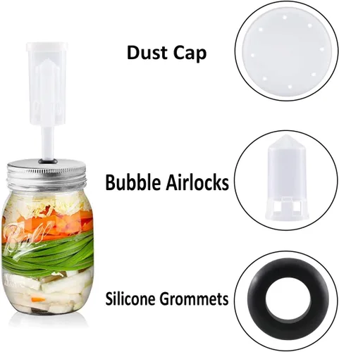 Miniatura 3 de Air Locks 8 piezas de plástico Airlock y 30 piezas de ojales de silicona, juego de esclusa para fermentación, cerveza, vino, chucrut, kimchi y otros