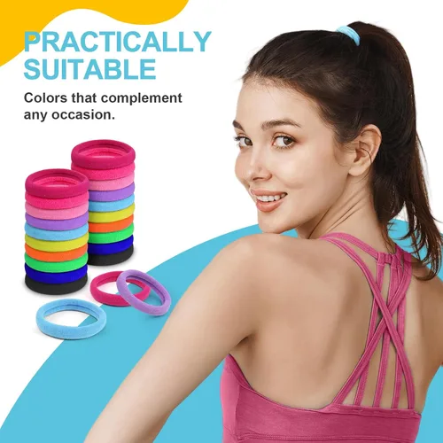 Miniatura 6 de Bandas pequeñas para el cabello sin costuras, liga para coleta que no daña de 4 cm (10 colores muilt)