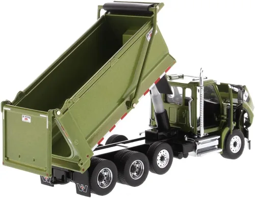 Miniatura 9 de 1:50 Western Star Tándem con eje empujador y carrocerías buey vertedero de estampida – Capó de apertura, motor diesel Detroit, puertas de apertura