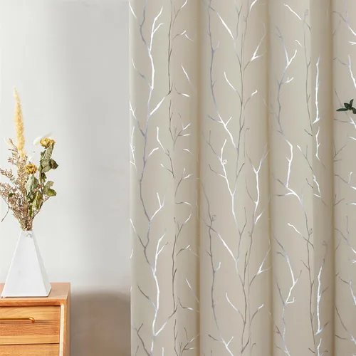 Miniatura 85 de BUHUA - Cortinas opacas blancas, cortinas plateadas, juego de 2 paneles de cortinas con ojales para dormitorio, elegante tratamiento de ventana