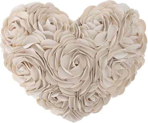 JWH - Funda de cojín con forma de corazón y diseño estético de flores en 3D, funda de cojín hecha a mano, estilo romántico rural europeo para Blanco