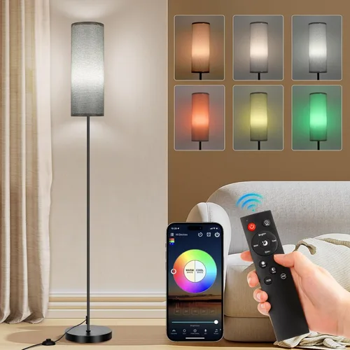 Miniatura 14 de FRIDEKO HOME Paquete de 2 lámparas de pie para sala de estar, colores regulables, temperatura y brillo, lámpara de pie moderna con control remoto